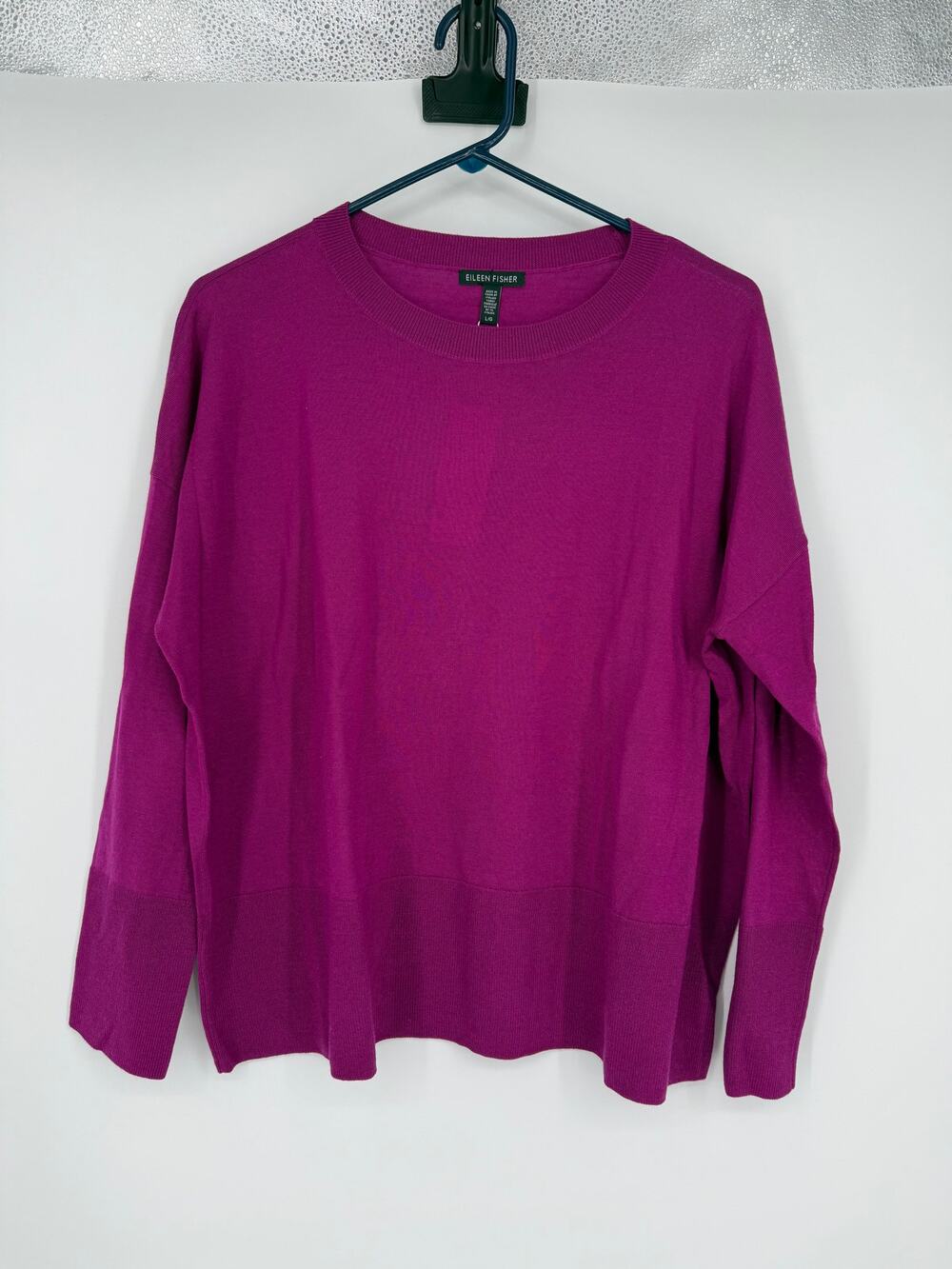 NWT Eileen Fisher Ultrafine Merino Wool Box-Top L Minimalist Closet Staple Pink